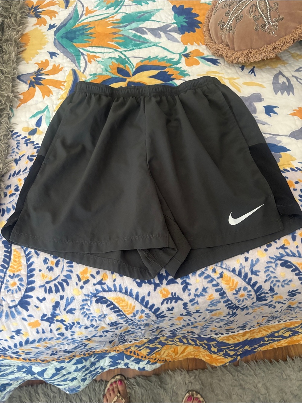 Men's Nike Black Athletic Shorts with White Swoosh